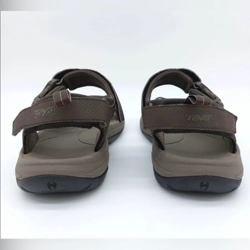TEVA Brown size 11 Men's Sandals- Velcro & side clip closure - GUC - Picture 10 of 11